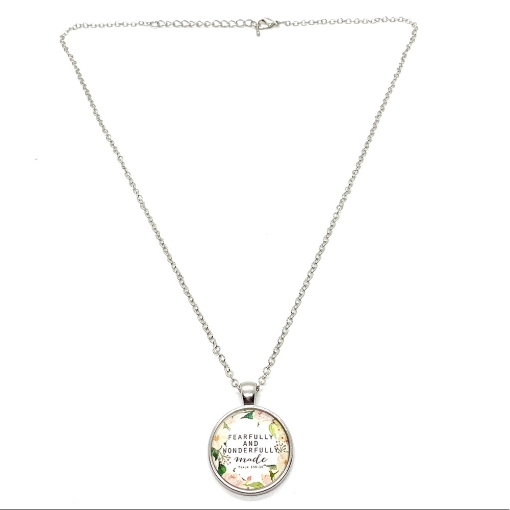 Silver Faith quote pendant necklace